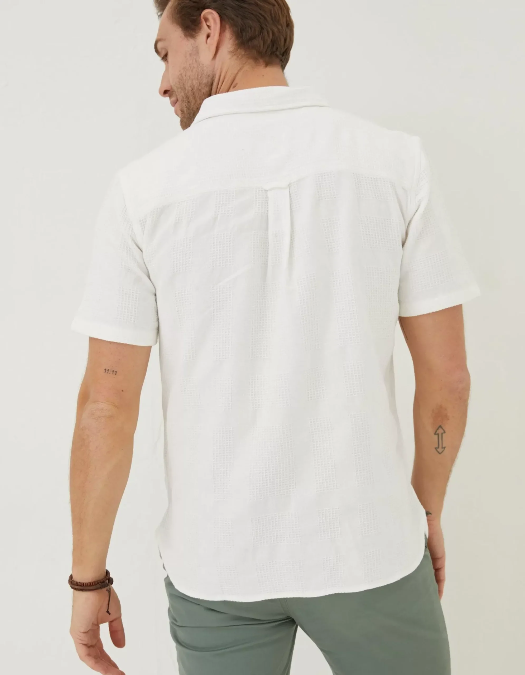 FatFace Dimson Textured Shirt Off White