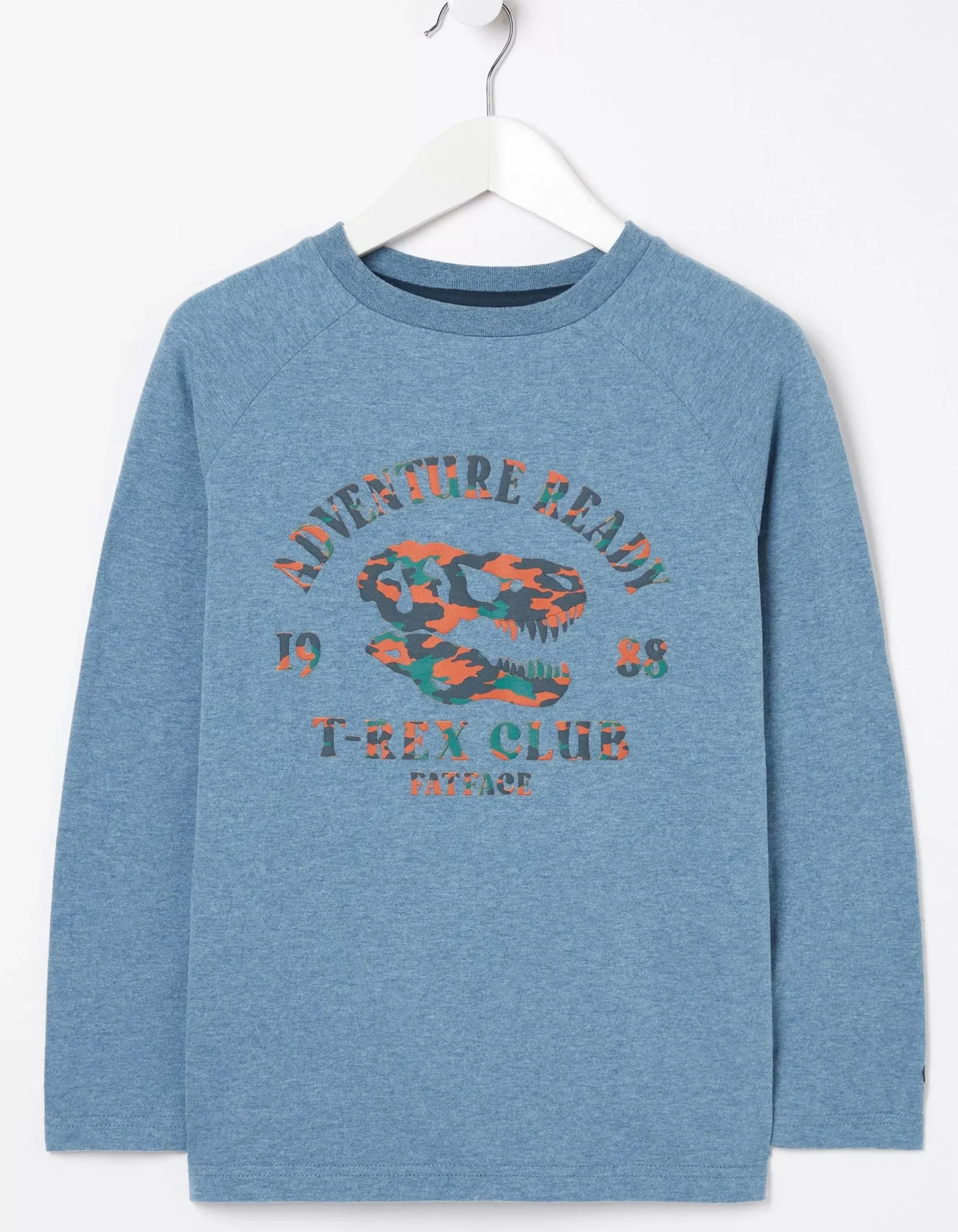 FatFace Dinosaur Graphic T-Shirt Blue Marl Clearance