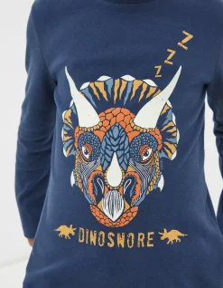 FatFace Dinosaur Jersey Pyjama Set Navy