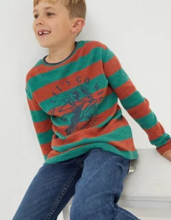 FatFace Dinosaur Long Sleeve T-Shirt Orange Hot