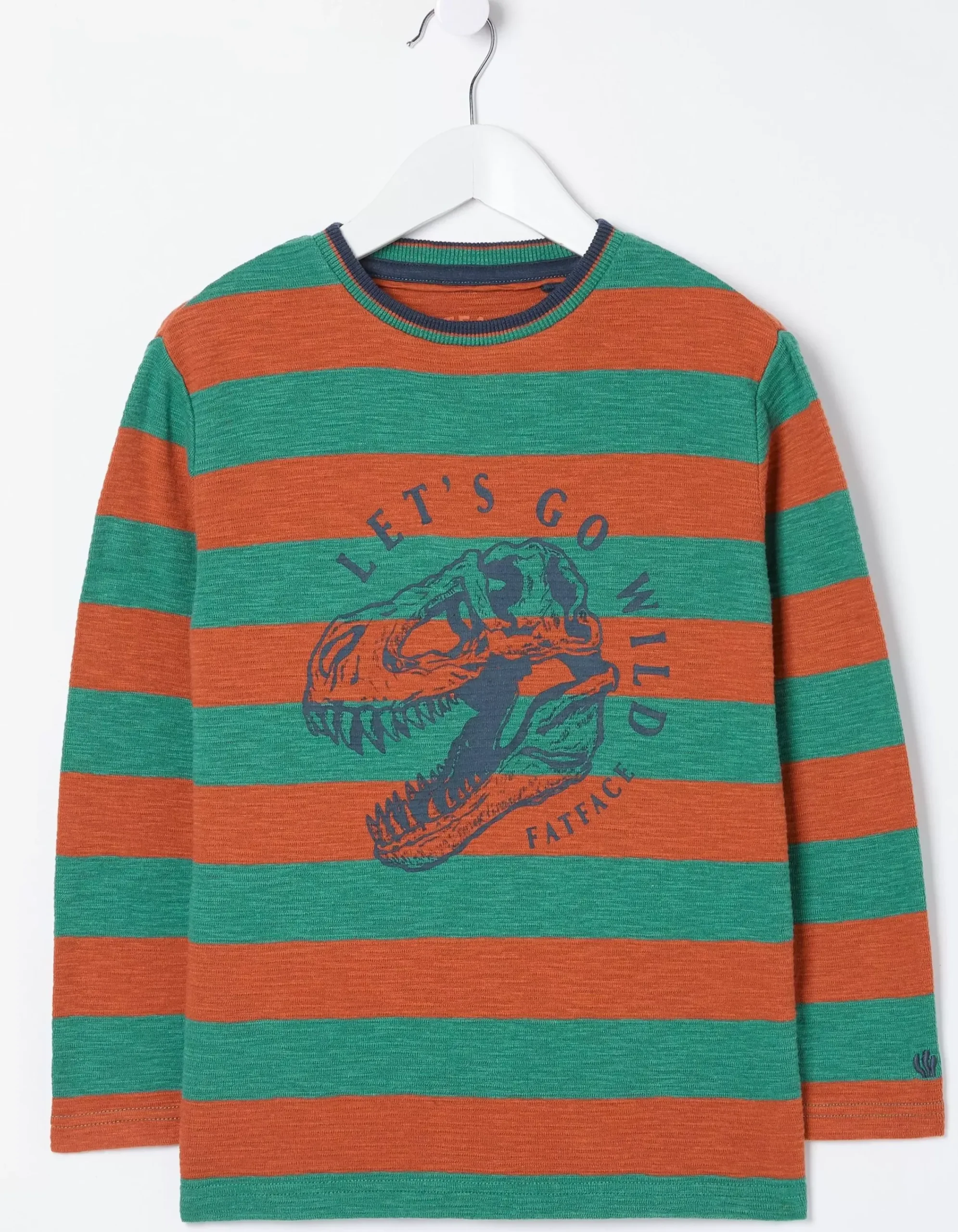 FatFace Dinosaur Long Sleeve T-Shirt Orange Hot