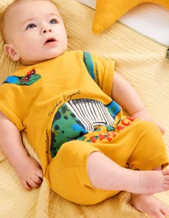 FatFace Dinosaur Romper Suit Yellow Online