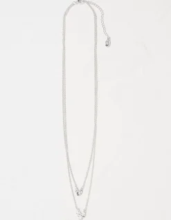 FatFace Double Heart Necklace Silver Sale