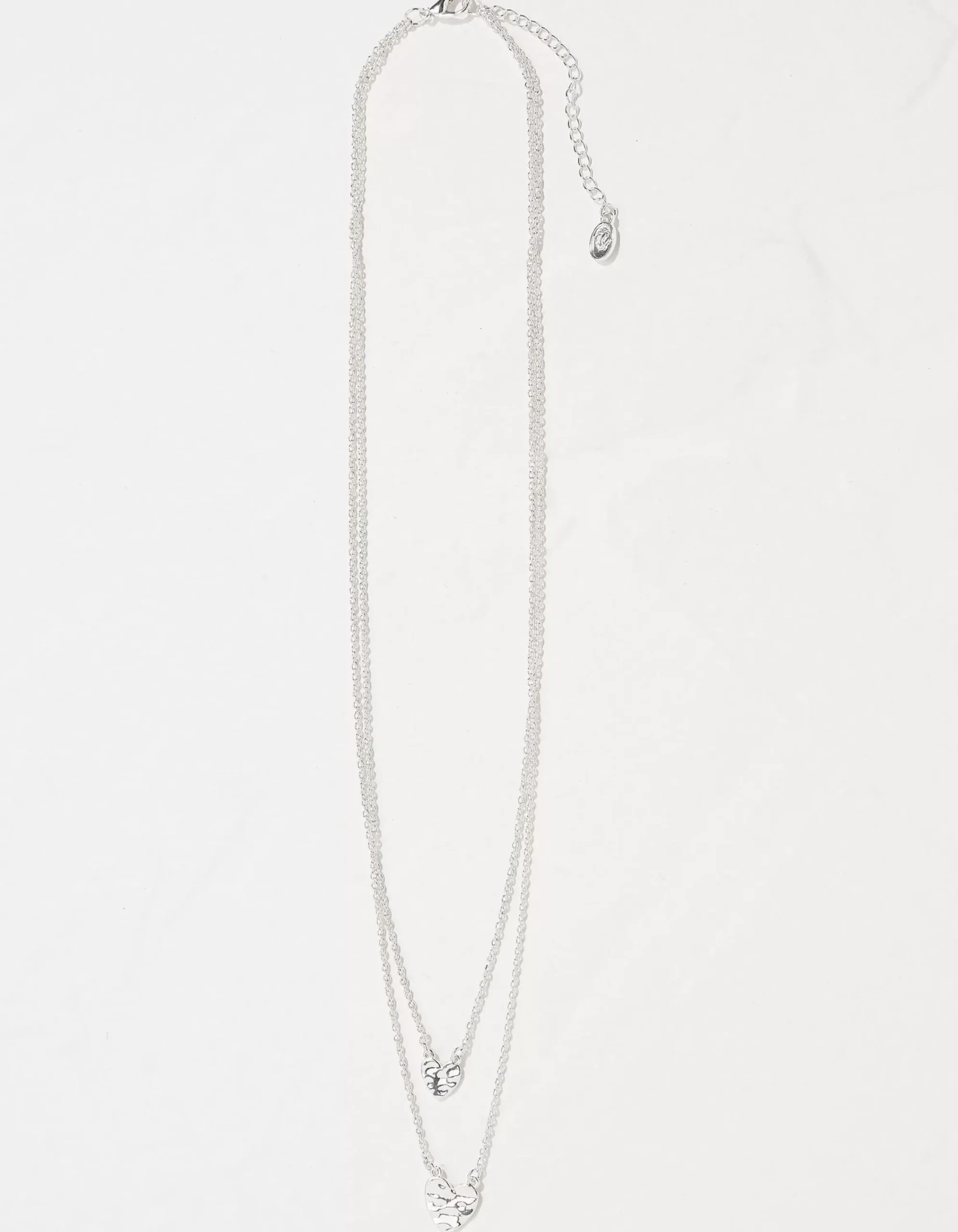 FatFace Double Heart Necklace Silver Sale
