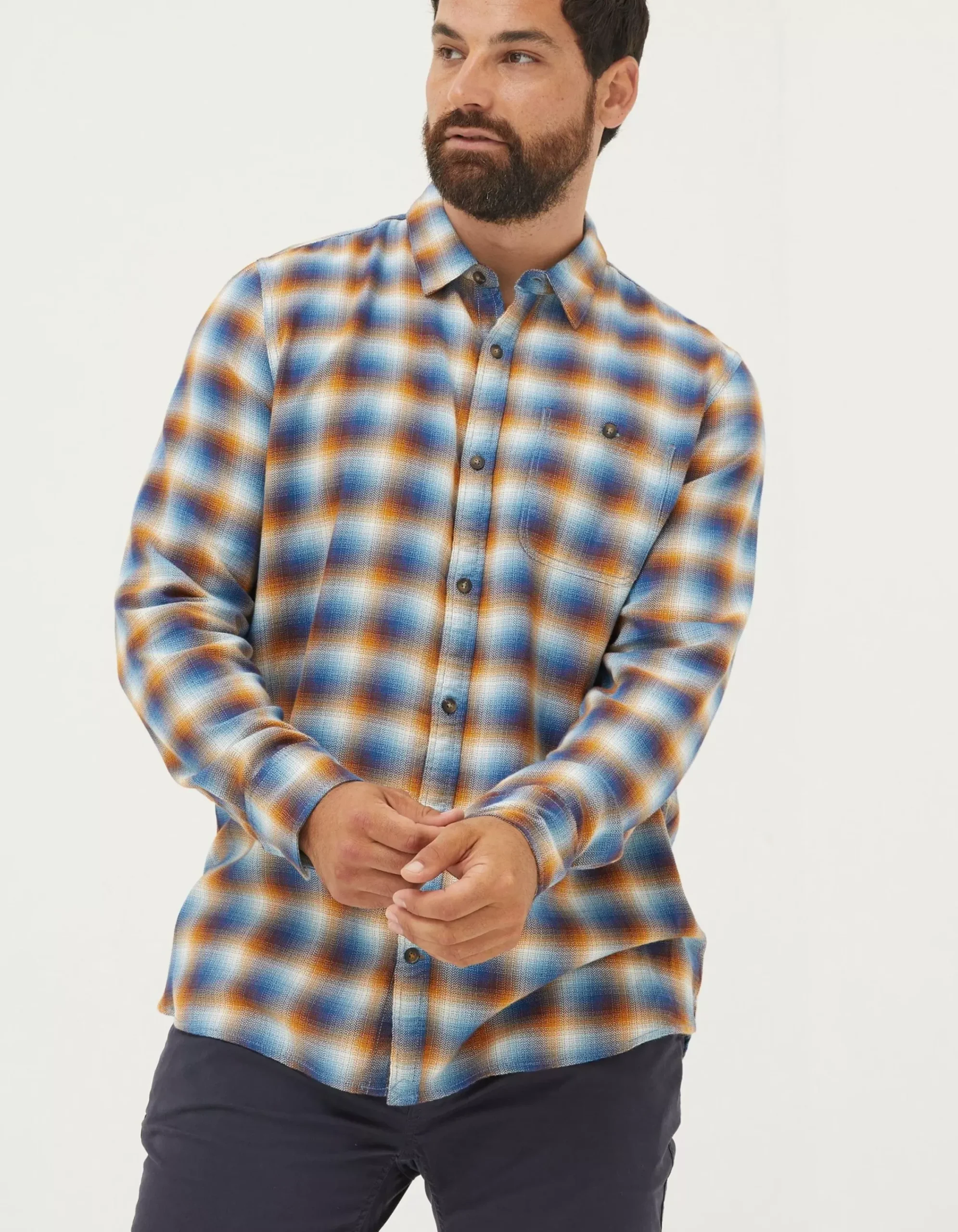 FatFace Downe Ombre Check Blue Discount