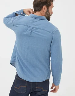 FatFace Drayton Indigo Shirt Light Denim Blue Sale