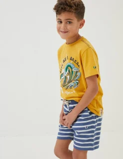 FatFace Eddie Stripe Sweat Shorts Blue Outlet