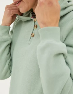 FatFace Edie Textured Overhead Hoodie Sage Green Sale