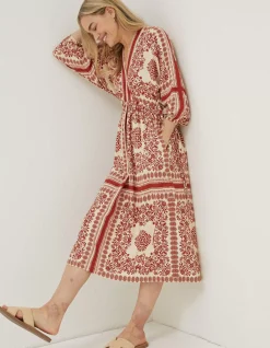 FatFace Effie Bandana Midi Dress Ivory Hot