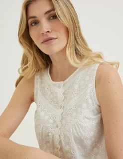 FatFace Elianna Broderie Cami White New