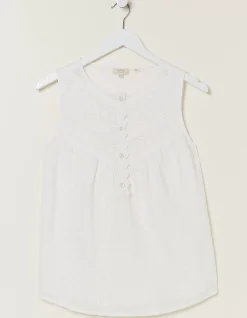 FatFace Elianna Broderie Cami White New
