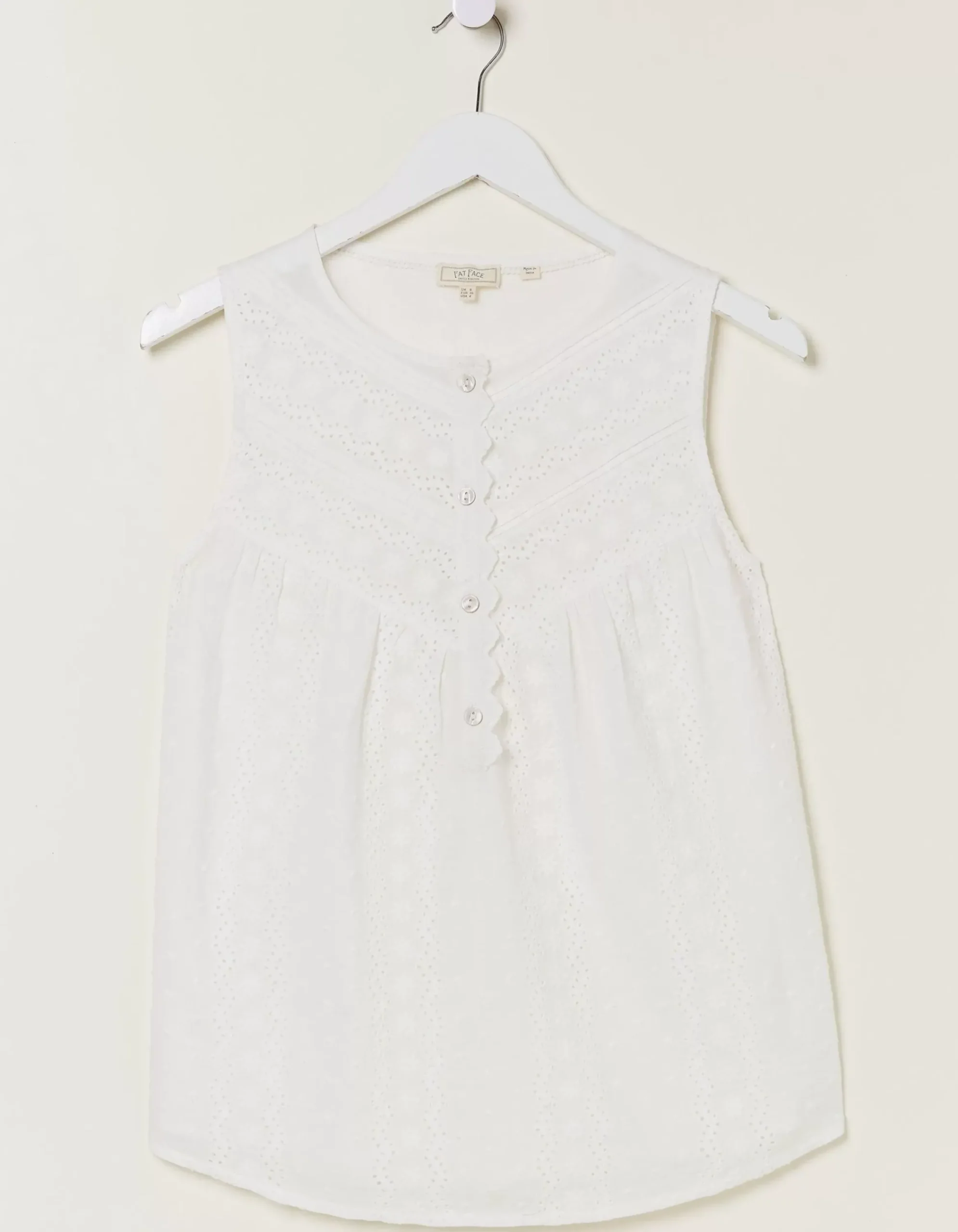 FatFace Elianna Broderie Cami White New