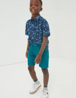 FatFace Elias Flat Front Shorts Teal Green Hot