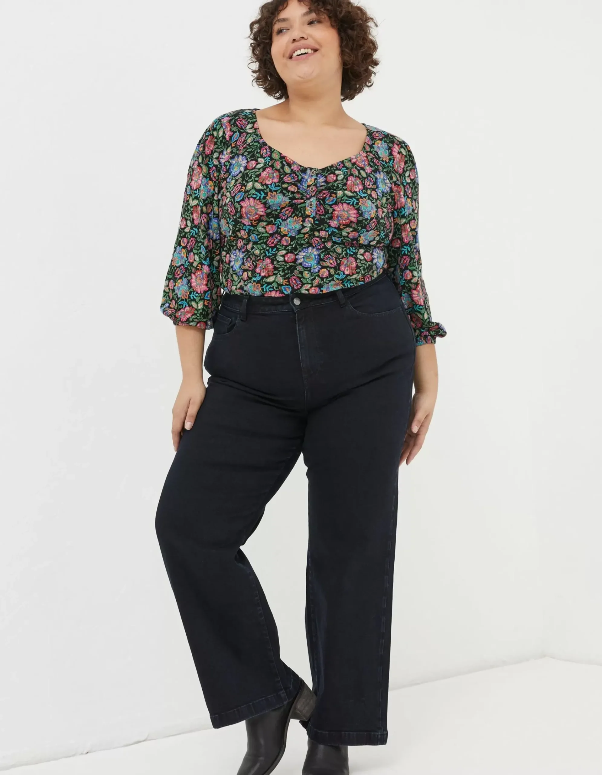 FatFace Elise Wide Leg Jeans Dark Blue Hot