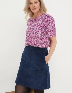 FatFace Eliza Cord Skirt Navy Discount