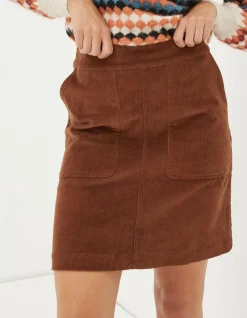 FatFace Eliza Cord Skirt Dark Tan Clearance
