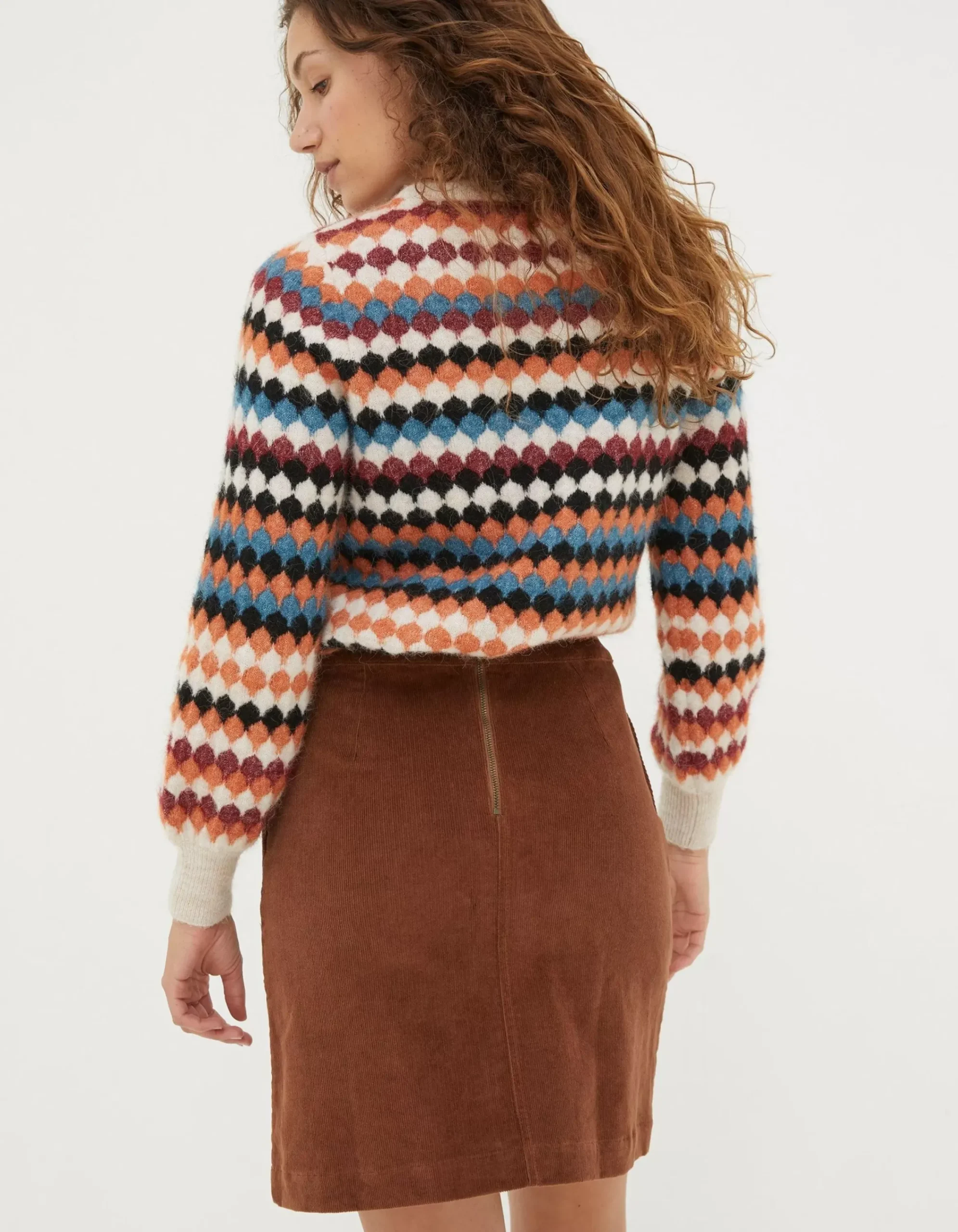 FatFace Eliza Cord Skirt Dark Tan Clearance