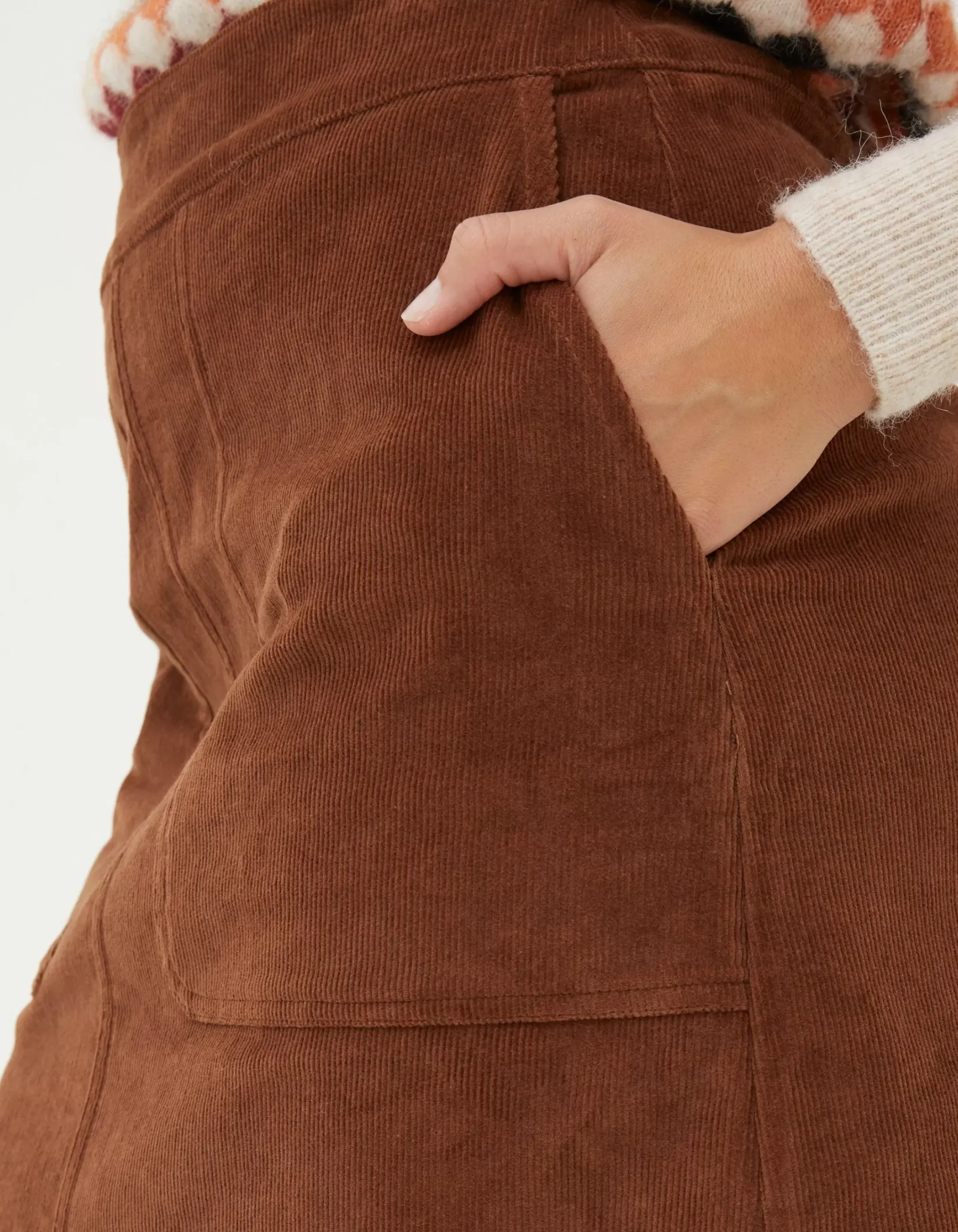 FatFace Eliza Cord Skirt Dark Tan Clearance