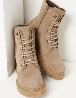 FatFace Eliza Suede Ankle Worker Boot Stone