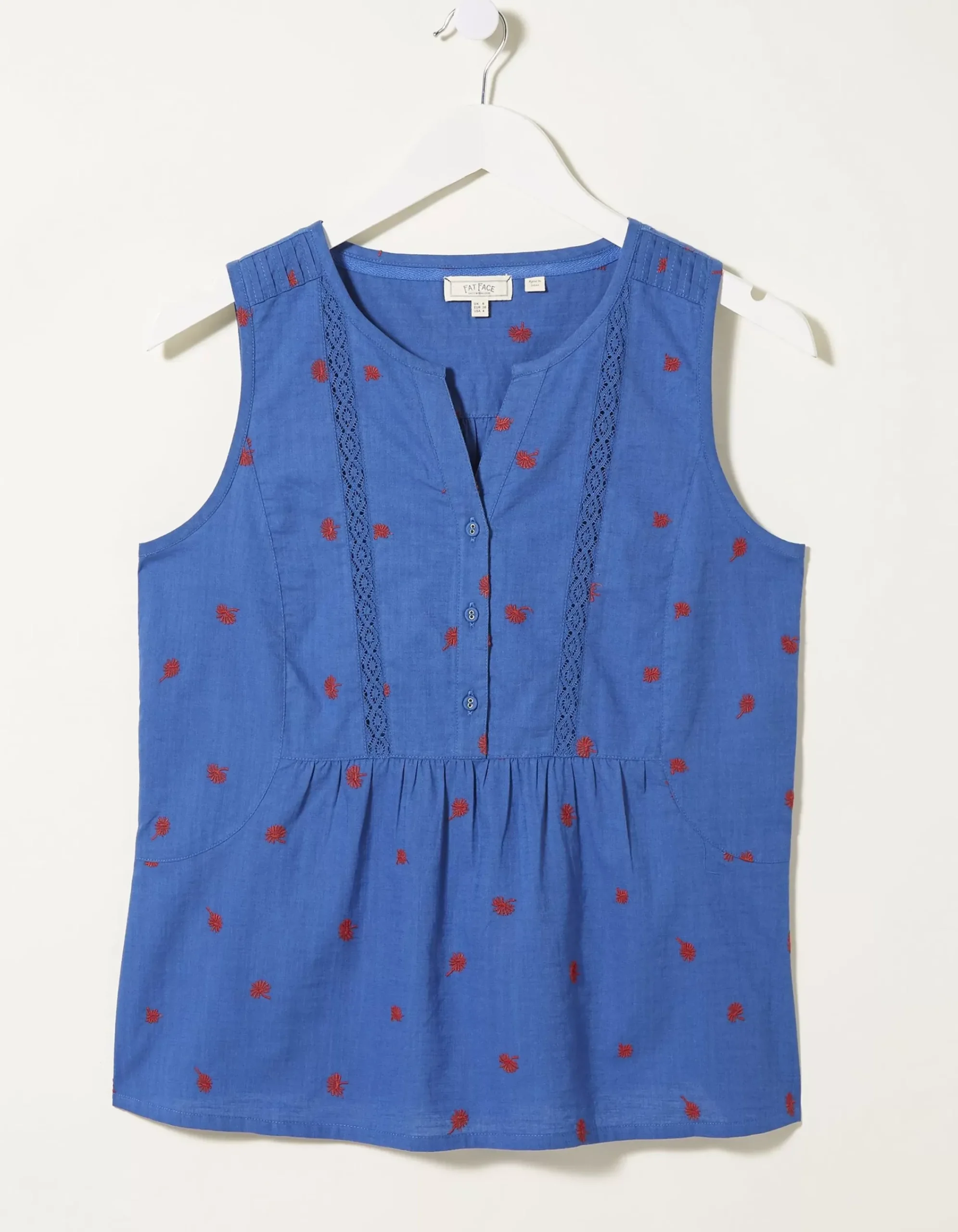 FatFace Ella Embroidered Daisy Cami Cornflower Discount
