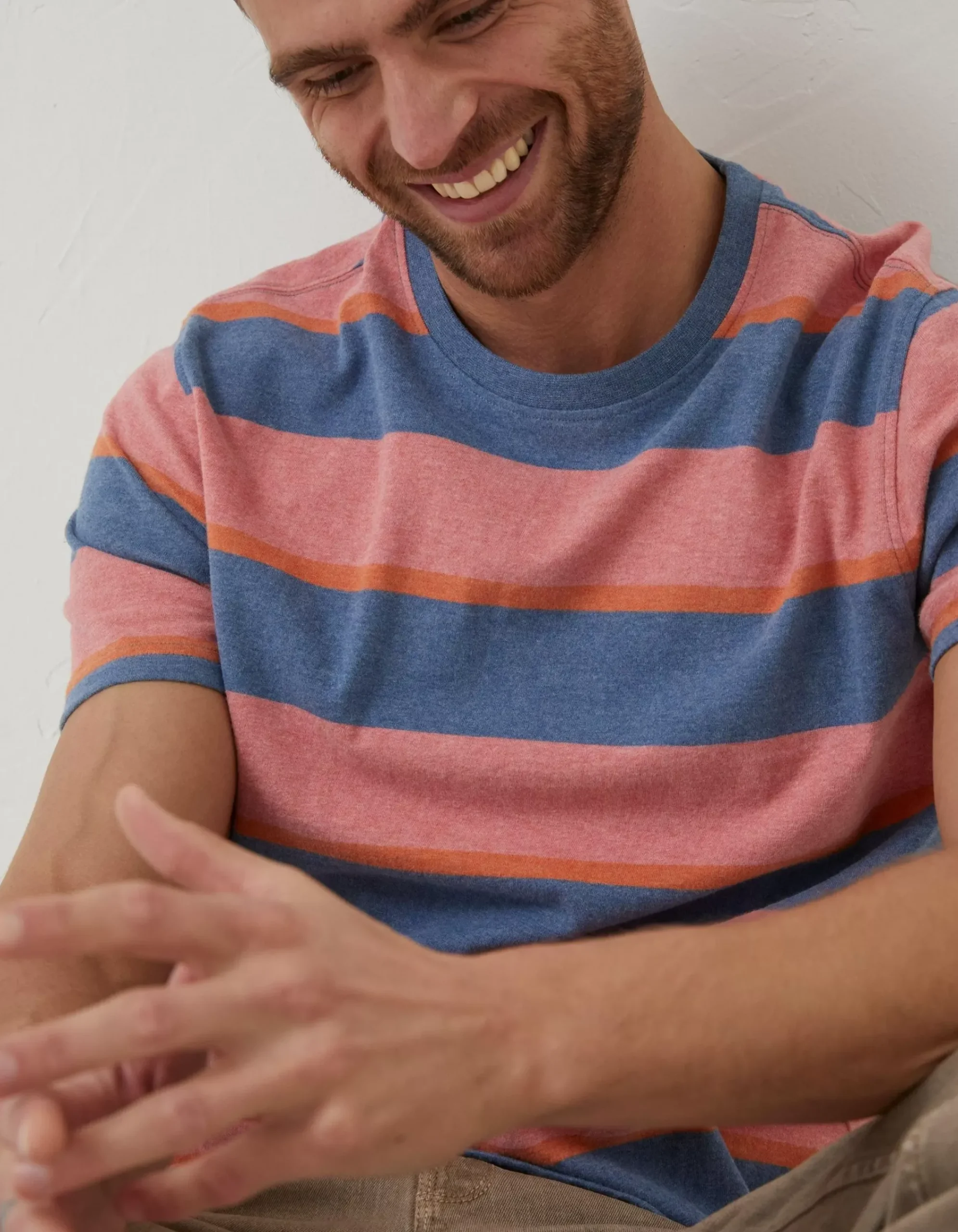 FatFace Ellbridge Stripe T-Shirt Orange Best