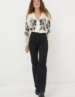 FatFace Ellen Embroidered Blouse Ivory Hot
