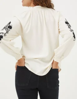 FatFace Ellen Embroidered Blouse Ivory Hot