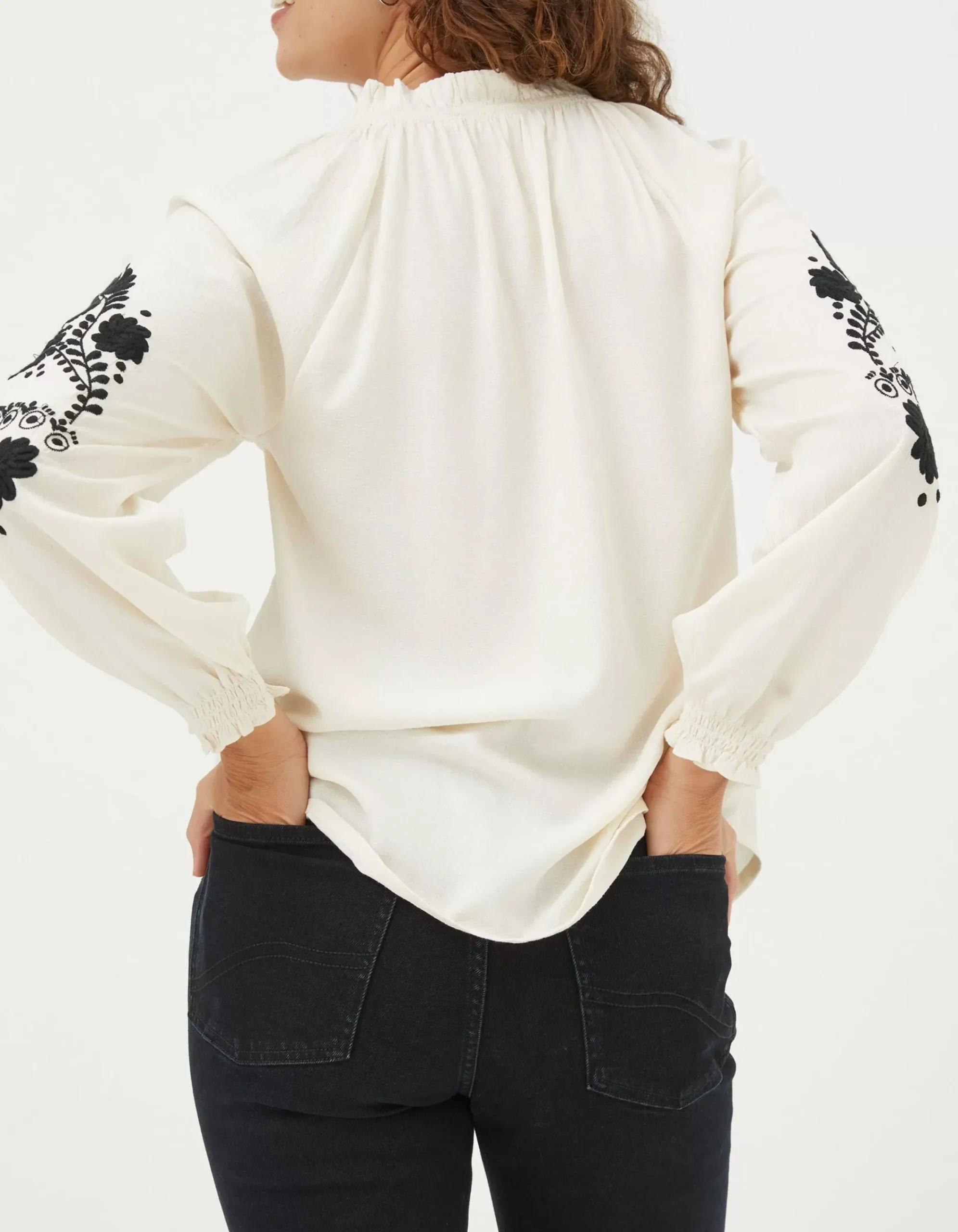 FatFace Ellen Embroidered Blouse Ivory Hot