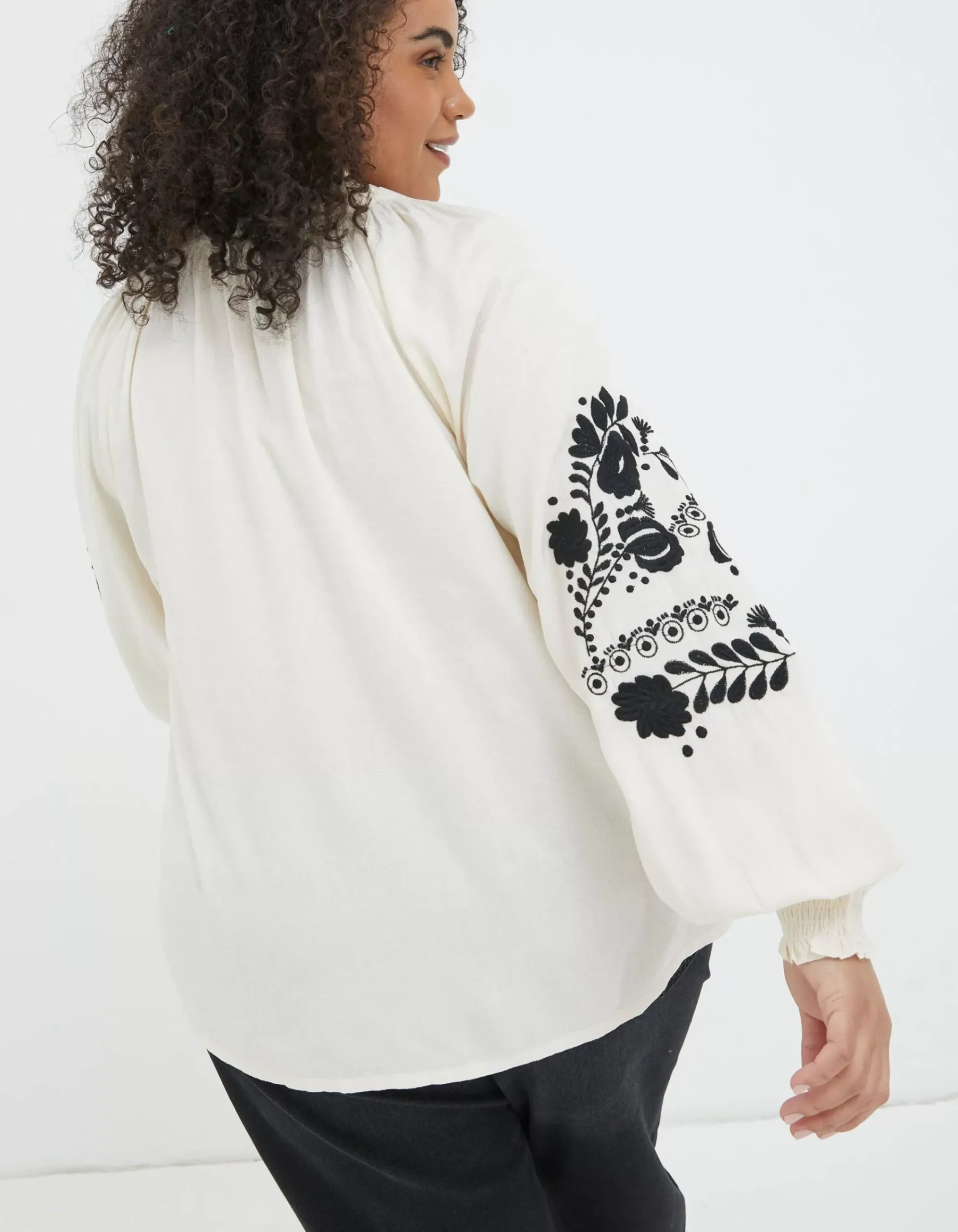 FatFace Ellen Embroidered Blouse Ivory Hot