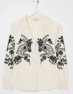 FatFace Ellen Embroidered Blouse Ivory Hot