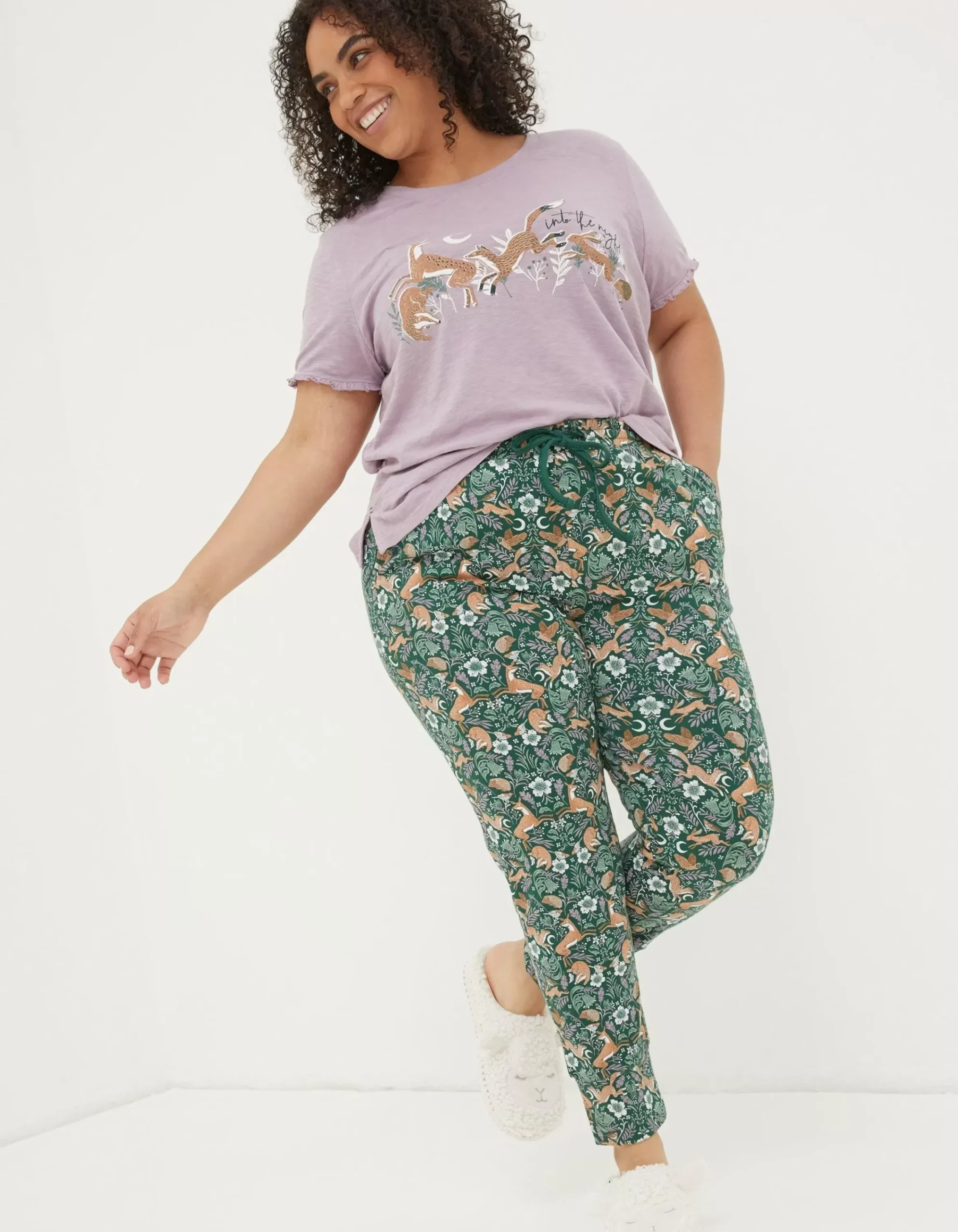 FatFace Ellie Lino Fox Legging Dark Teal New