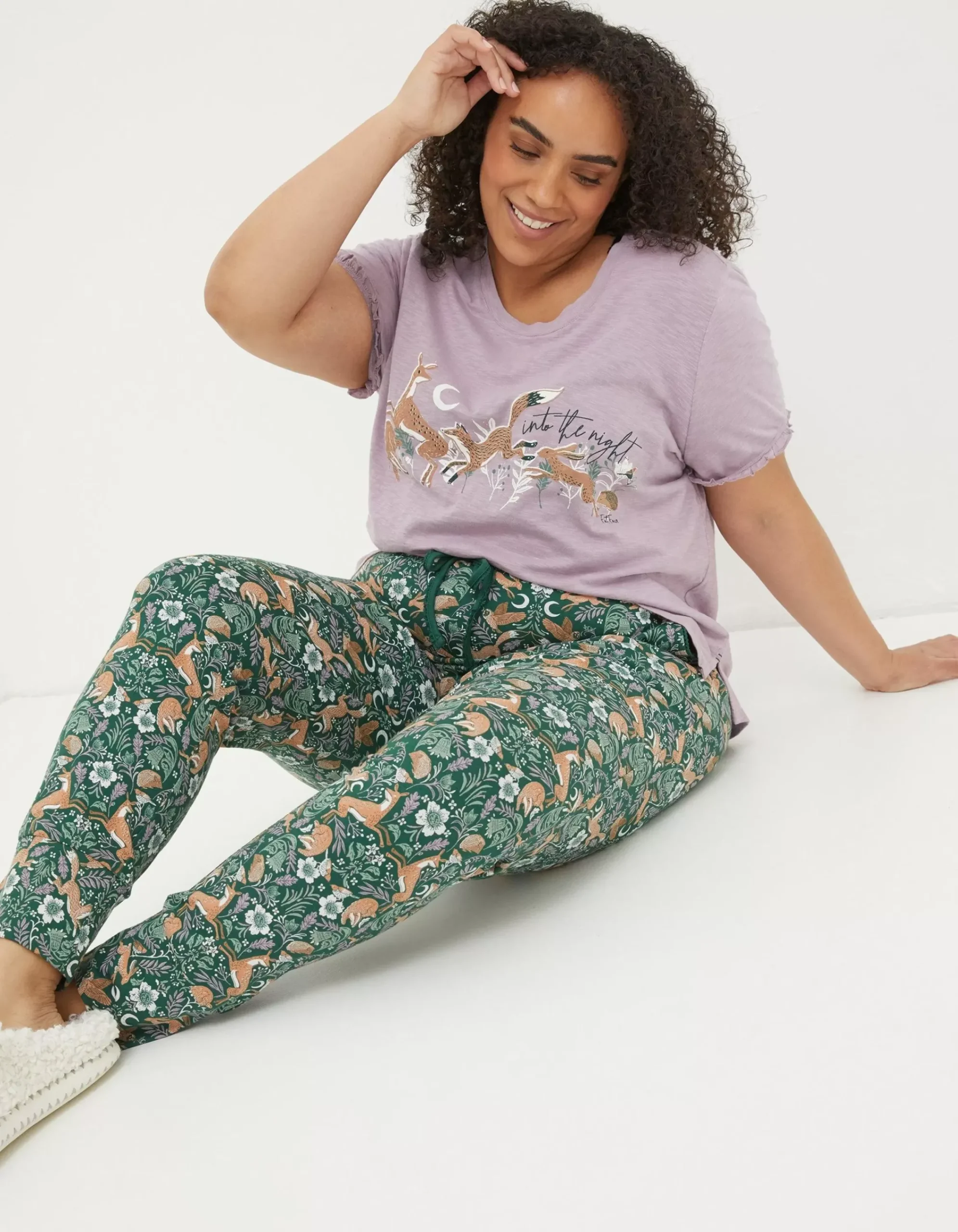 FatFace Ellie Lino Fox Legging Dark Teal New
