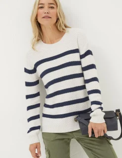 FatFace Ellie Stripe Jumper Ivory Outlet