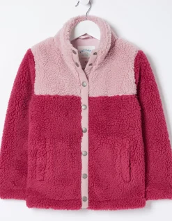 FatFace Elodie Fleece Button Sweatshirt Pink Sale