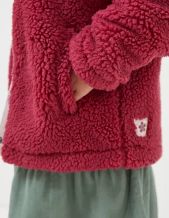 FatFace Elodie Fleece Button Sweatshirt Pink Sale