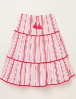 FatFace Elodie Stripe Woven Skirt Raspberry Red Best
