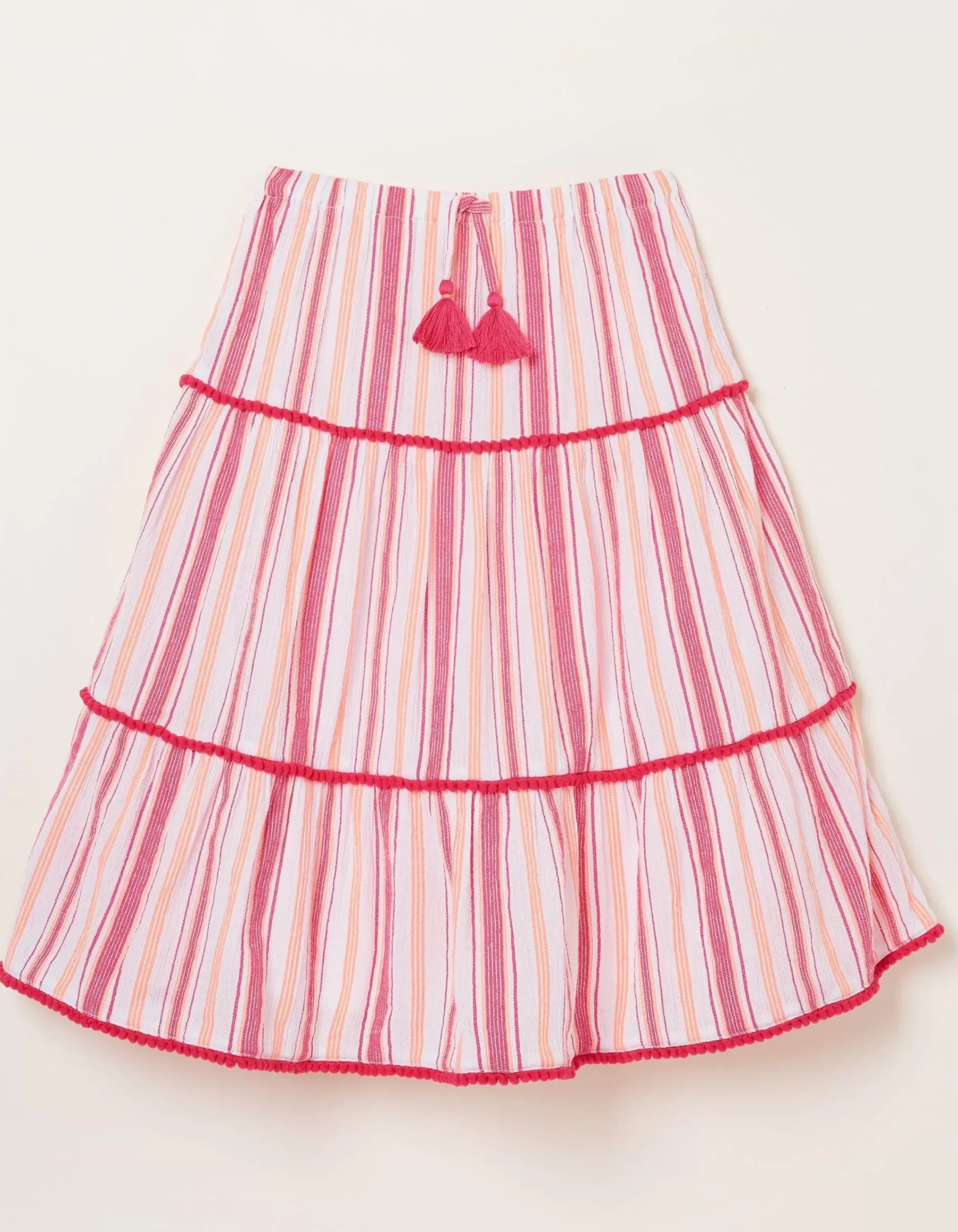 FatFace Elodie Stripe Woven Skirt Raspberry Red Best