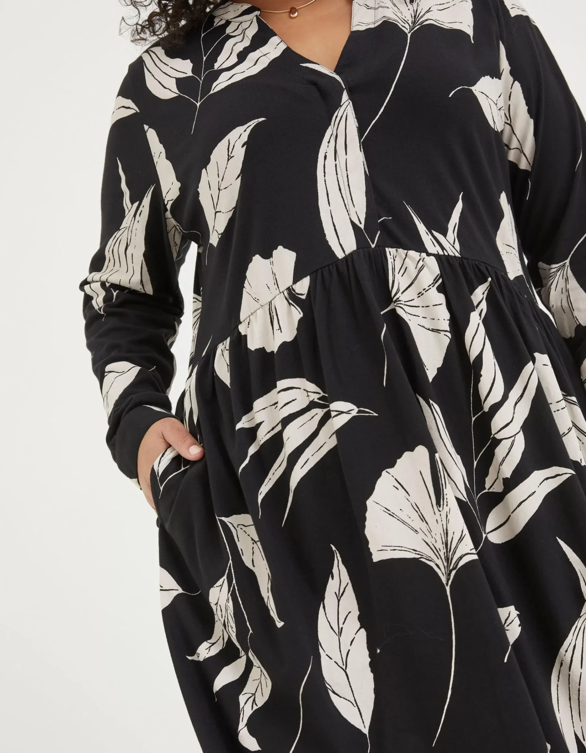 FatFace Elsie Twilight Leaves Dress Black New