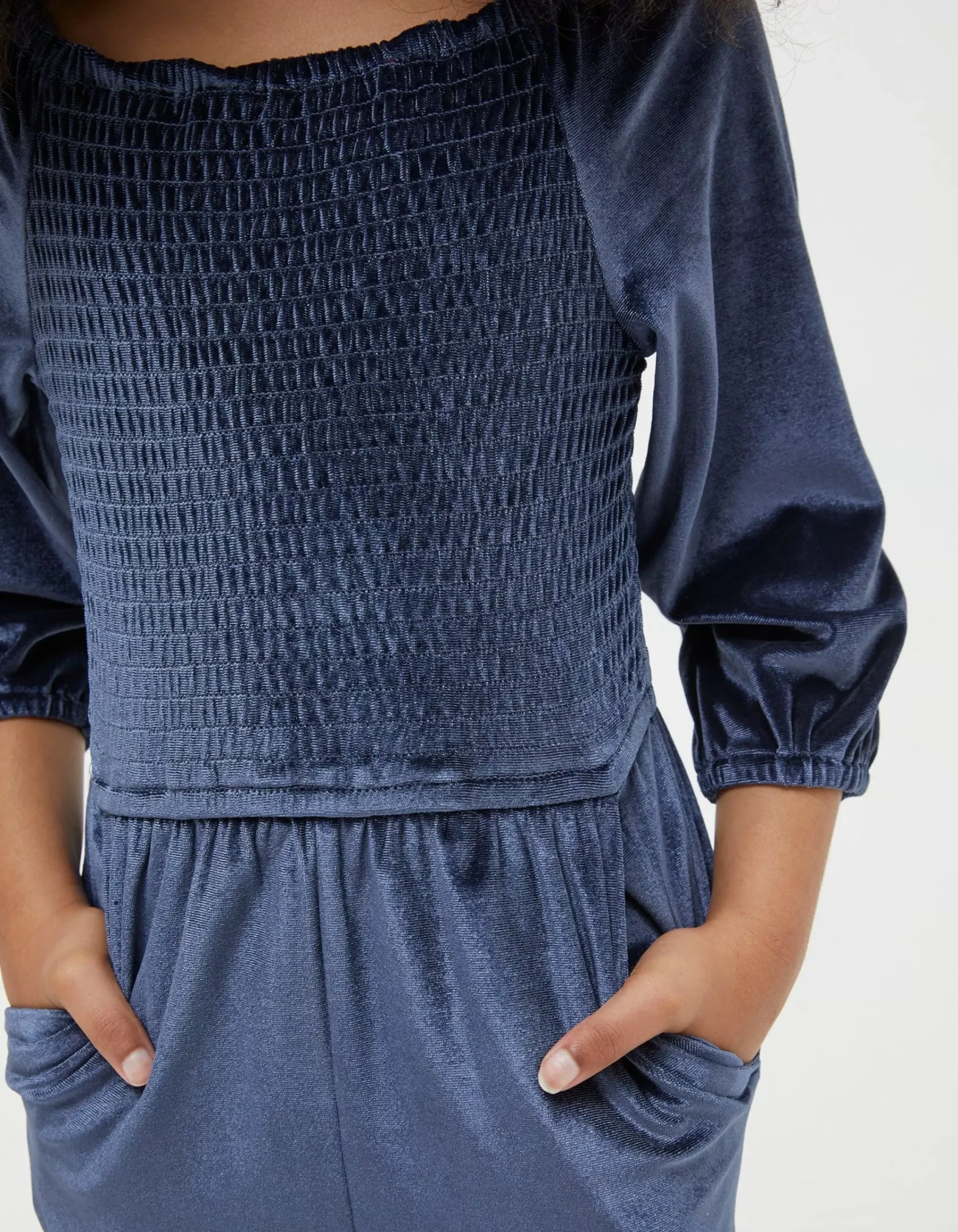 FatFace Emily Velvet Jumpsuit Navy Best