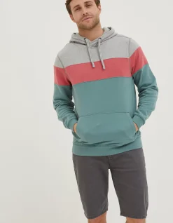 FatFace Emsworth Stripe Hoodie Teal Green
