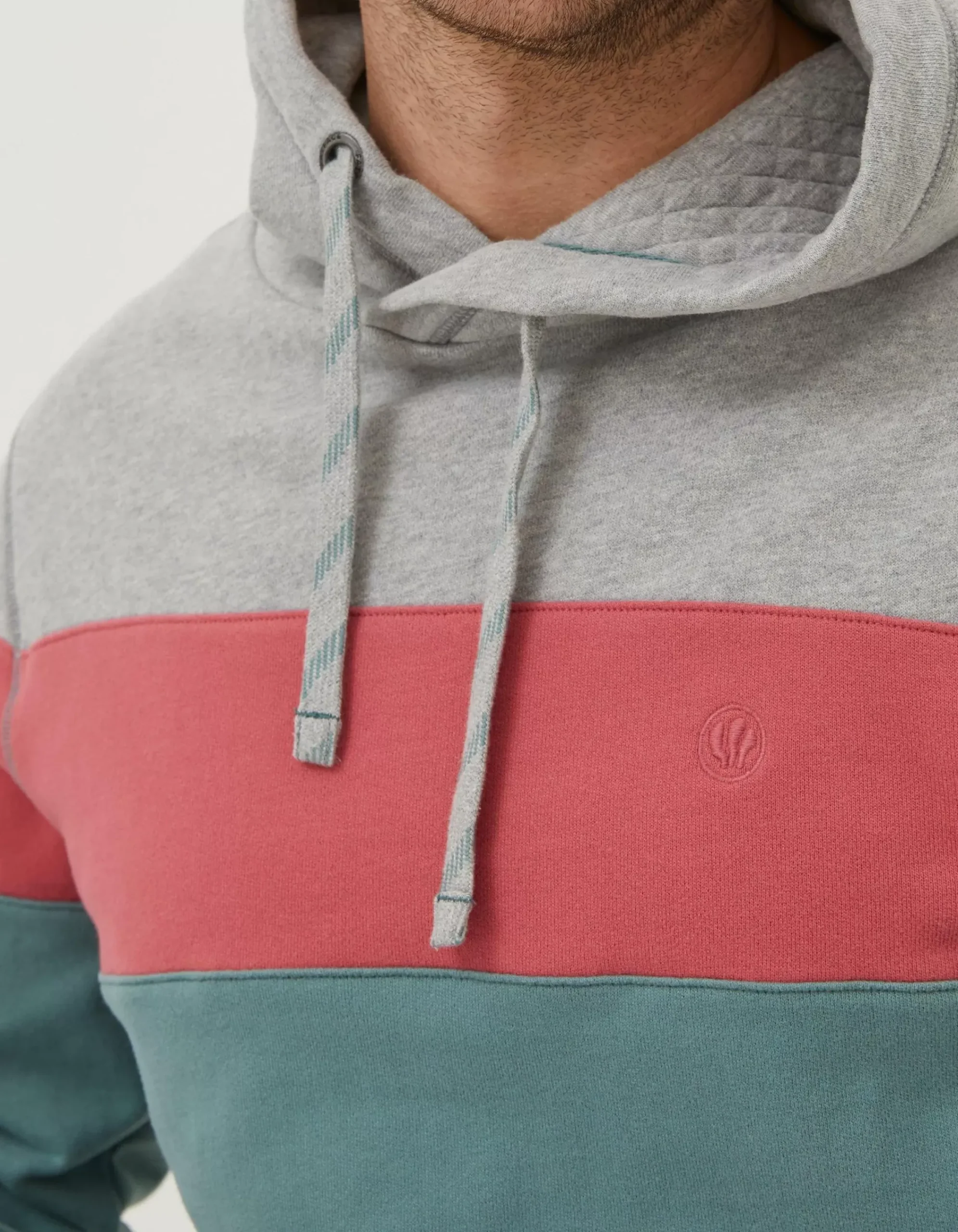 FatFace Emsworth Stripe Hoodie Teal Green