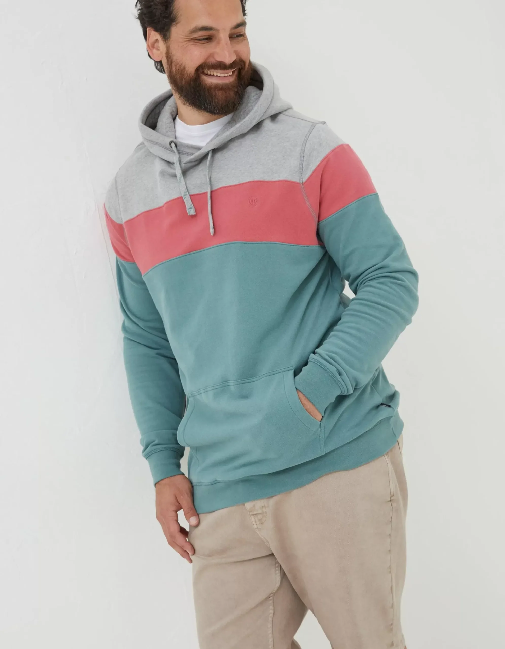 FatFace Emsworth Stripe Hoodie Teal Green
