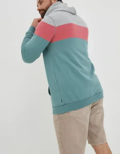 FatFace Emsworth Stripe Hoodie Teal Green