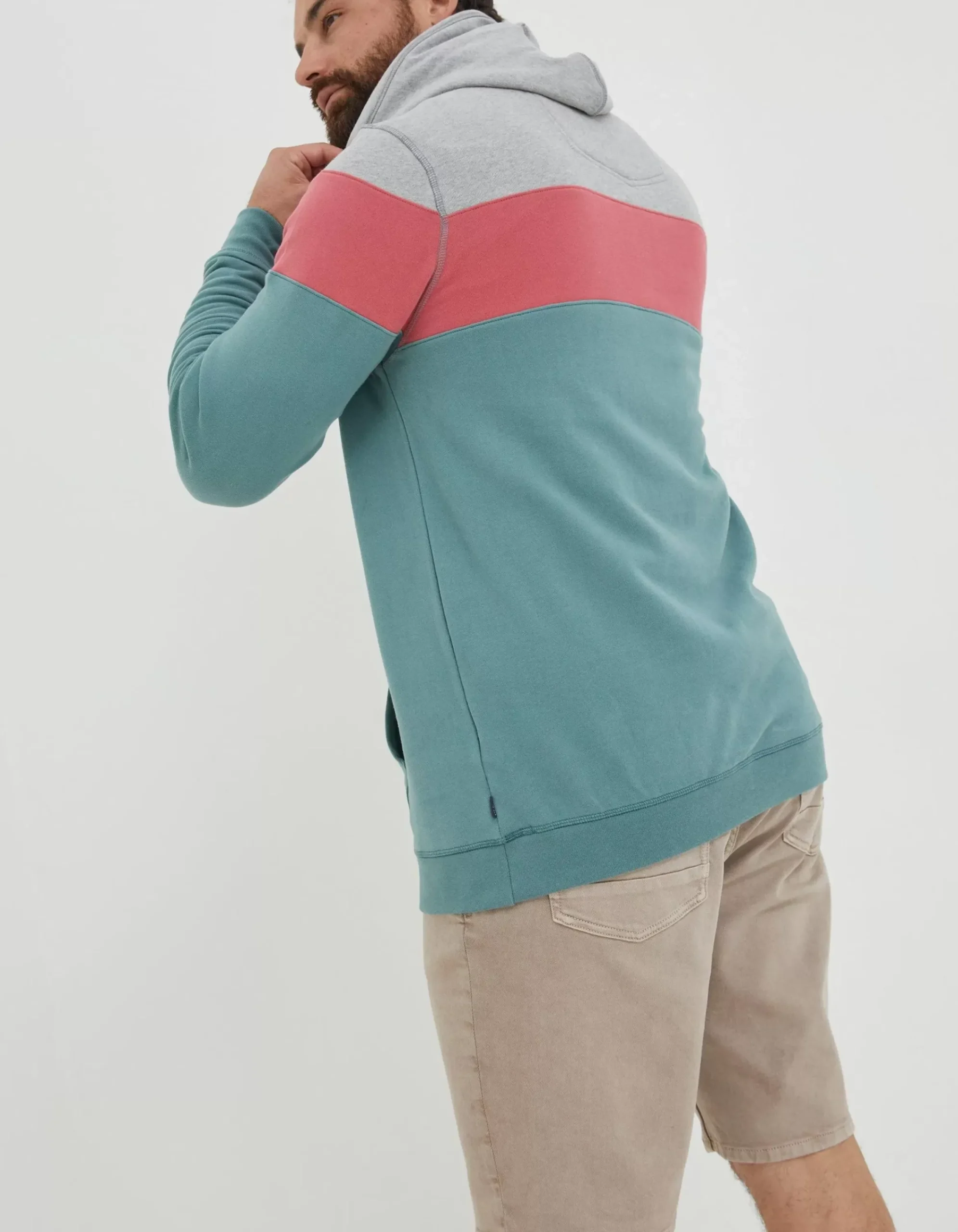 FatFace Emsworth Stripe Hoodie Teal Green
