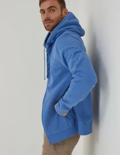 FatFace Emsworth Zip Through Hoodie Light Blue Hot