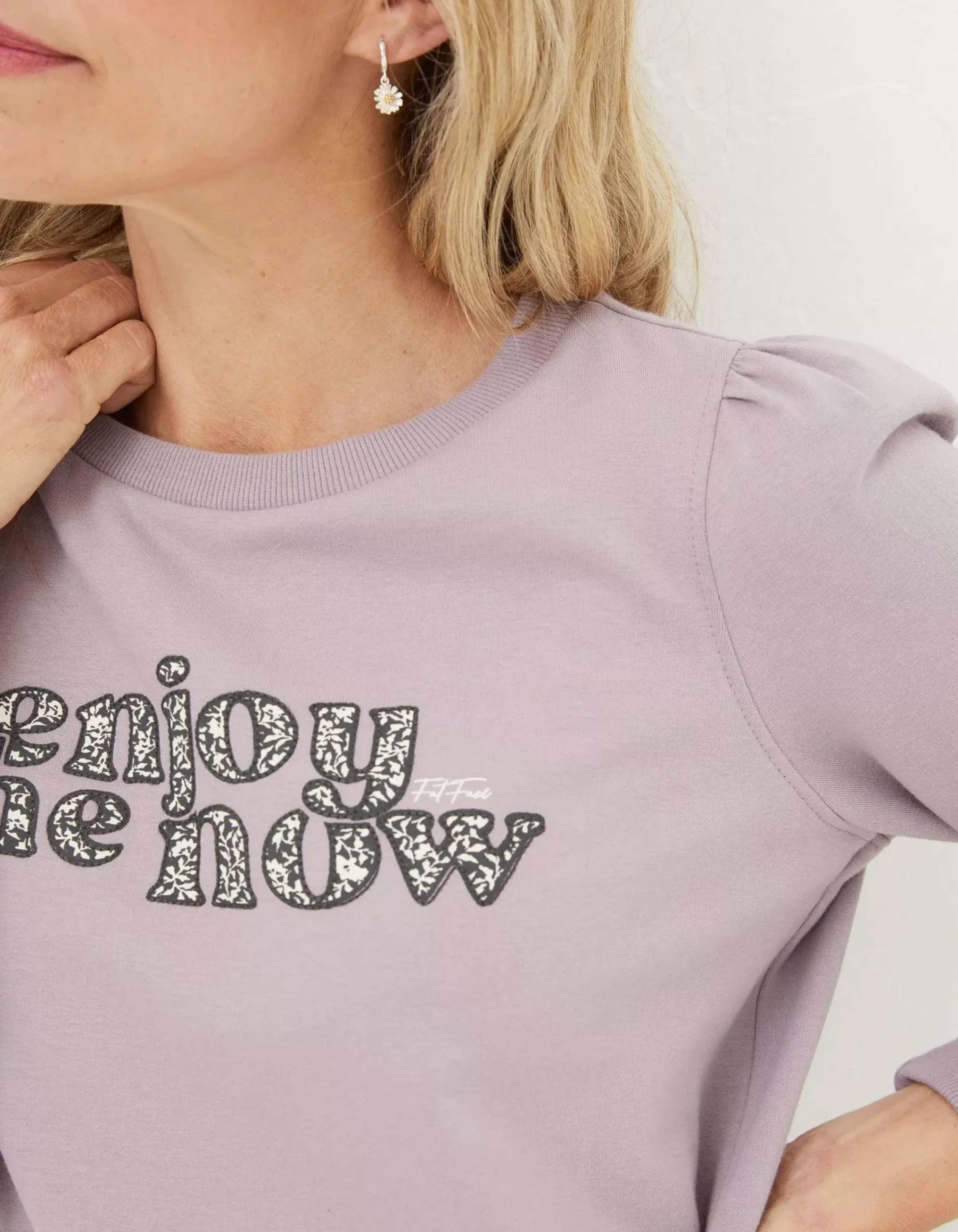 FatFace Enjoy The Now Sweatshirt Lilac Hot