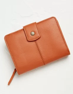 FatFace Etta Leather Zip Purse Orange New