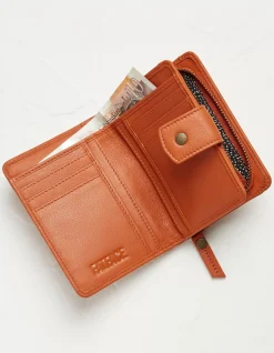 FatFace Etta Leather Zip Purse Orange New