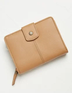 FatFace Etta Leather Zip Purse Mustard Yellow Clearance