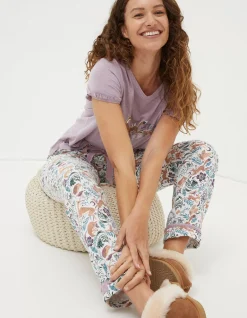 FatFace Eva Lino Animals Pyjama Bottoms Ivory